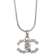 Chanel Silver Necklace Pendant Rhinestone 00A