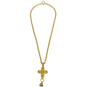 Chanel Cross Bell Gold Chain Pendant Necklace 94A