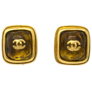 Chanel Gripoix Earrings Clip-On Yellow 99A