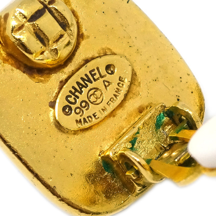 Chanel Gripoix Earrings Clip-On Yellow 99A