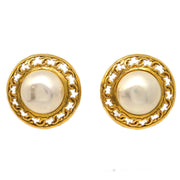 Chanel Gold Button Artificial Pearl Earrings Clip-On 25/2723