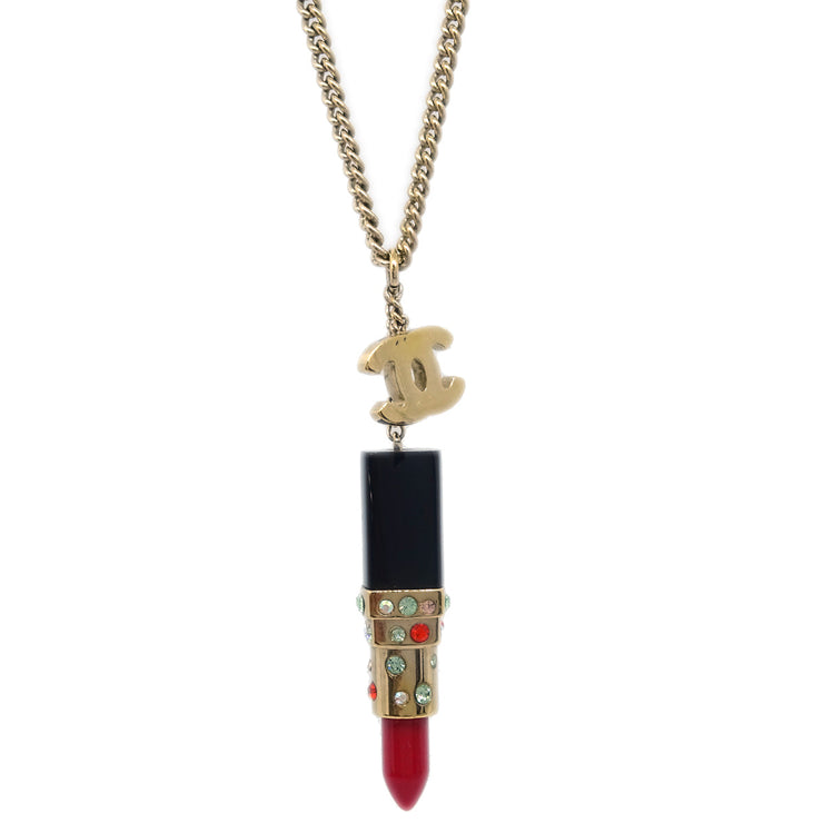 Chanel Lipstick Gold CC Pendant Necklace 04A