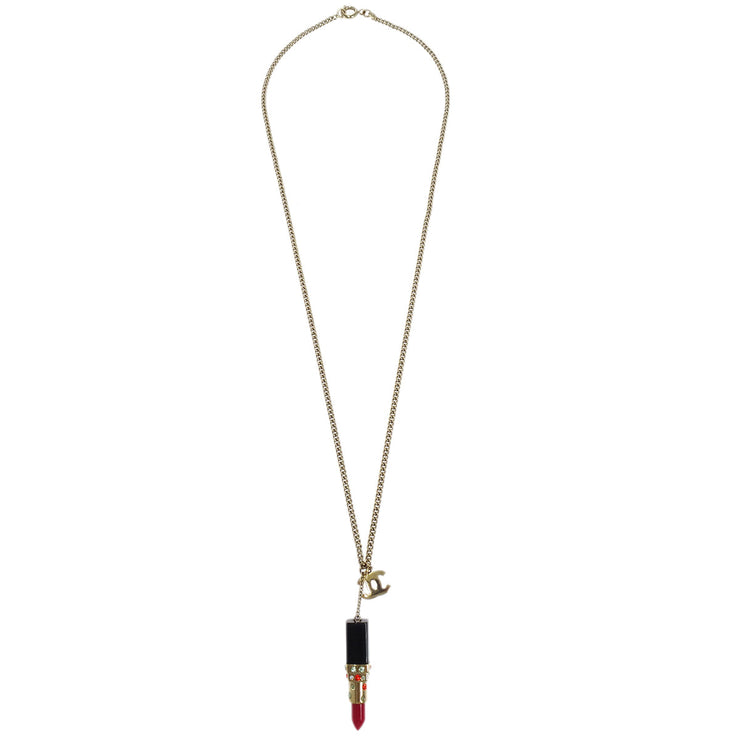 Chanel Lipstick Gold CC Pendant Necklace 04A