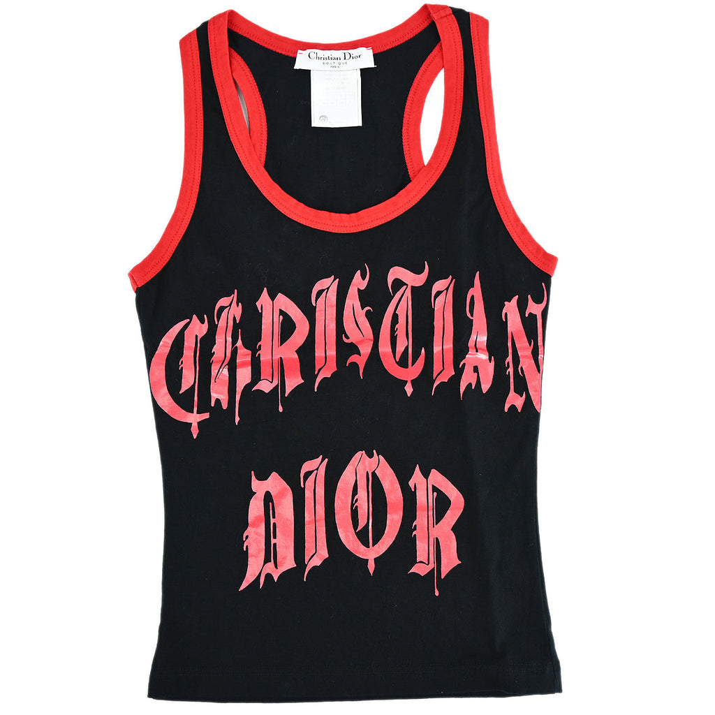 Vtg Christian Dior By John Galliano Pink Crystal ‘J’adore’ Tank Top FR38 US6