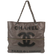 Chanel Greige Calf Paris London Expandable Tote Bag