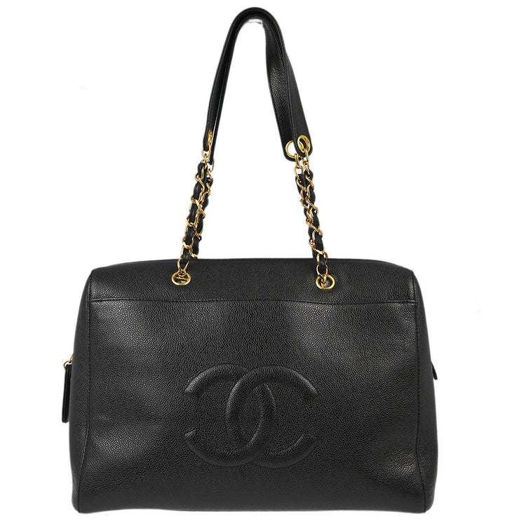 Chanel Black Caviar Chain Shoulder Tote Bag