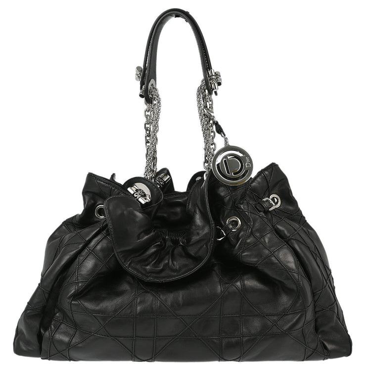 Christian Dior Black Lambskin Bucket Handbag