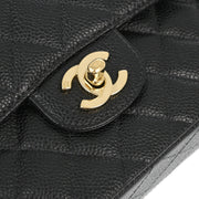 Chanel 2001-2003 Black Caviar Small Classic Double Flap Shoulder Bag