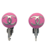 Chanel Button Earrings Clip-On Pink 03C