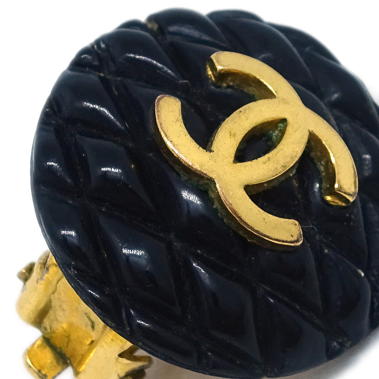 Chanel Black Button Earrings Clip-On 93A