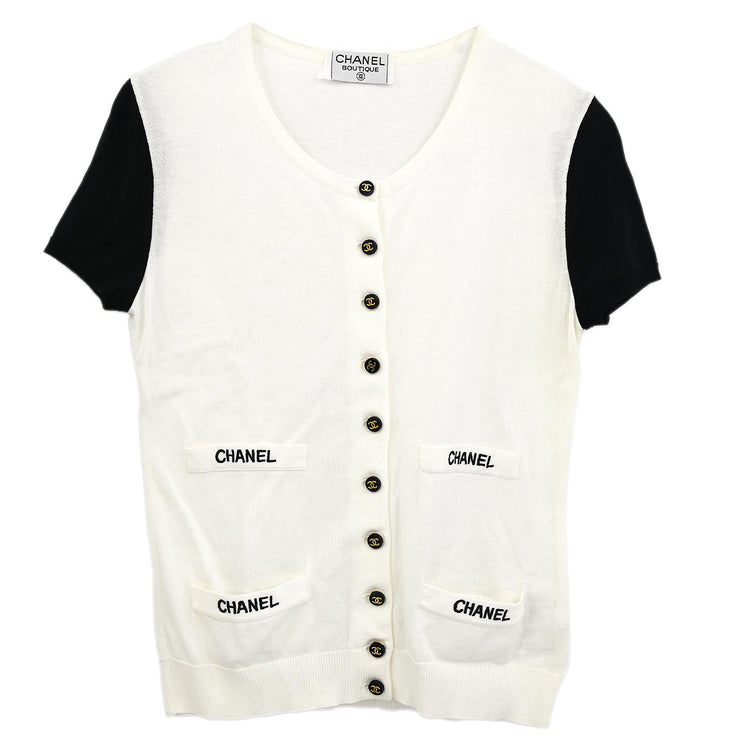 Chanel Short Sleeve Cardigan White #34