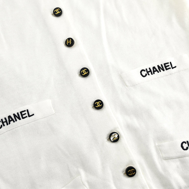 Chanel Short Sleeve Cardigan White #34