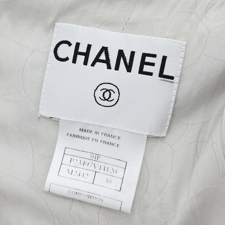 Chanel 2004 Collarless Jacket White 04P #38