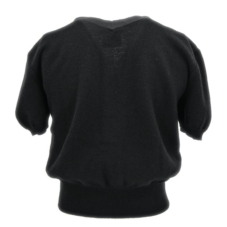 Chanel 1995 Short Sleeve Sweater Knit Top Black 95A #42