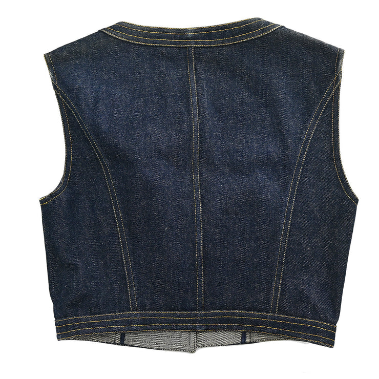 Chanel Sleeveless Vest Denim Jacket Indigo