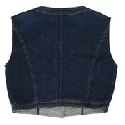 Chanel Sleeveless Vest Denim Jacket Indigo #40