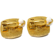 Chanel Square Earrings Clip-On Gold 95A