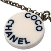 Chanel Chain Necklace Silver Black 07P