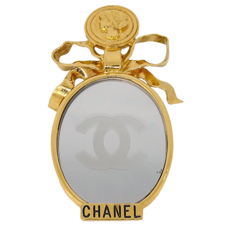 Chanel Bow Mirror Brooch Pin Gold