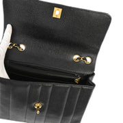 Chanel Black Caviar Mademoiselle Straight Flap Shoulder Bag