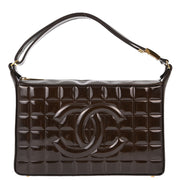 Chanel Brown Patent Leather Choco Bar Shoulder Bag