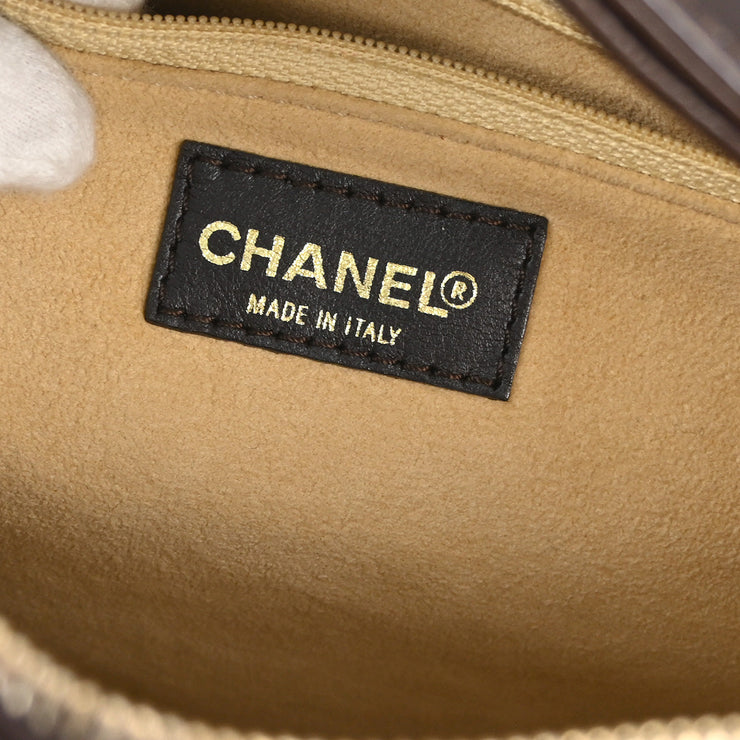 Chanel Brown Patent Leather Choco Bar Shoulder Bag