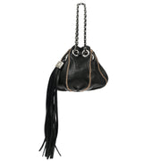 Chanel Black Calf Skin Bucket Fringe Pouch