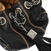 Chanel Black Calf Skin Bucket Fringe Pouch