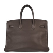 Hermes Brown Taurillon Clemence Birkin 35 Handbag