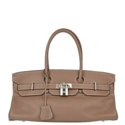 Hermes Etoupe Taurillon Clemence Shoulder Birkin Handbag