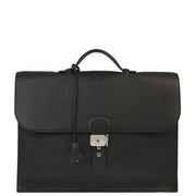 Hermes Black Taurillon Clemence Sac a Depeches 38 Briefcase