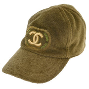 Chanel Cap Hat Khaki #M Small Good