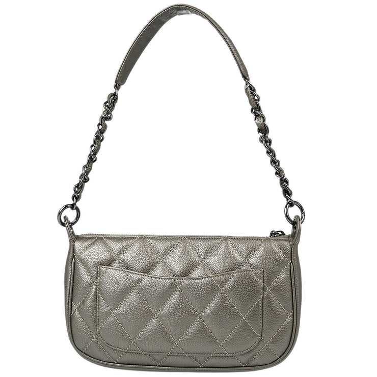 Chanel Silver Caviar Chain Handbag