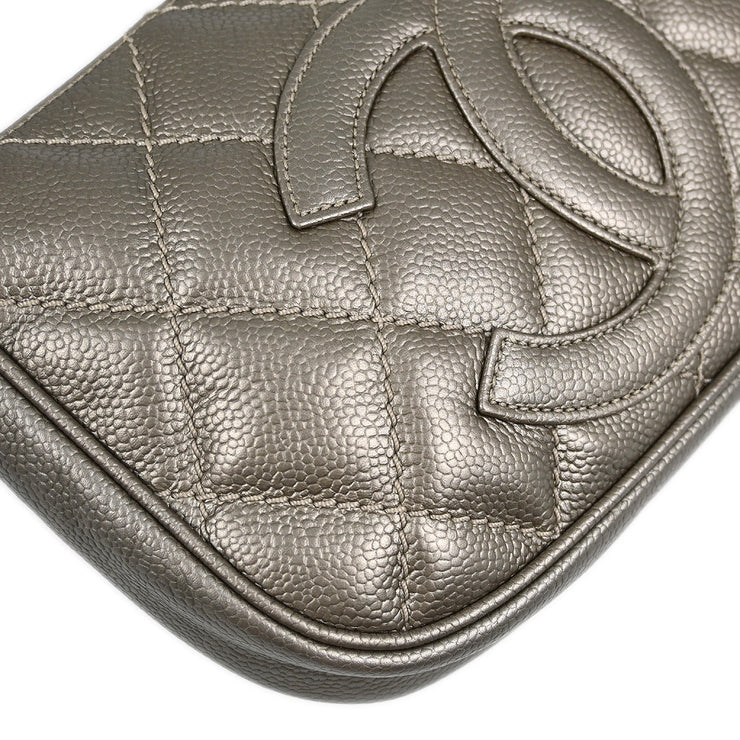 Chanel Silver Caviar Chain Handbag