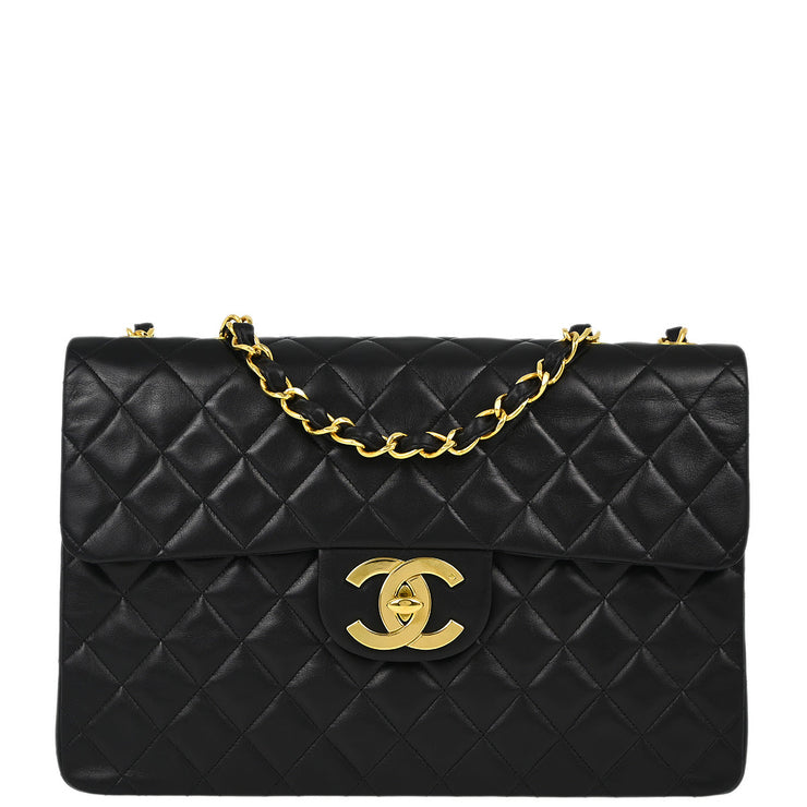 Chanel Black Lambskin Maxi Classic Flap Shoulder Bag