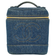 Chanel Blue Denim Timeless Vanity Handbag