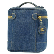 Chanel Blue Denim Timeless Vanity Handbag