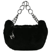 Chanel Black Fur Chain Handbag