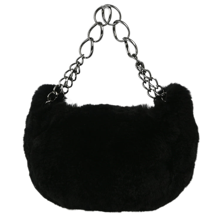 Chanel Black Fur Chain Handbag