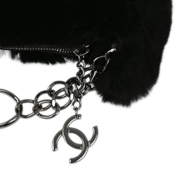 Chanel Black Fur Chain Handbag