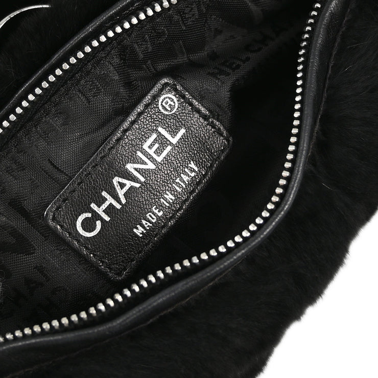 Chanel Black Fur Chain Handbag