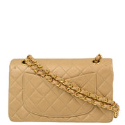 Chanel Beige Lambskin Small Classic Double Flap Shoulder Bag