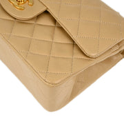 Chanel Beige Lambskin Small Classic Double Flap Shoulder Bag