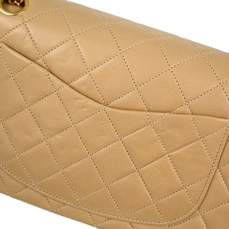 Chanel Beige Lambskin Small Classic Double Flap Shoulder Bag