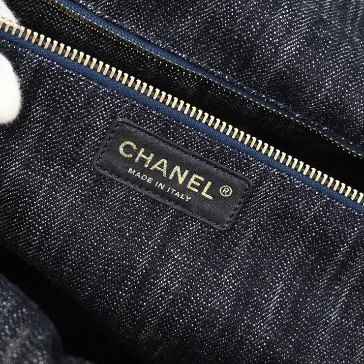 Chanel Navy Sparkling Denim Tote Handbag