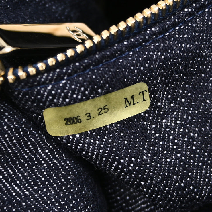 Chanel Navy Sparkling Denim Tote Handbag