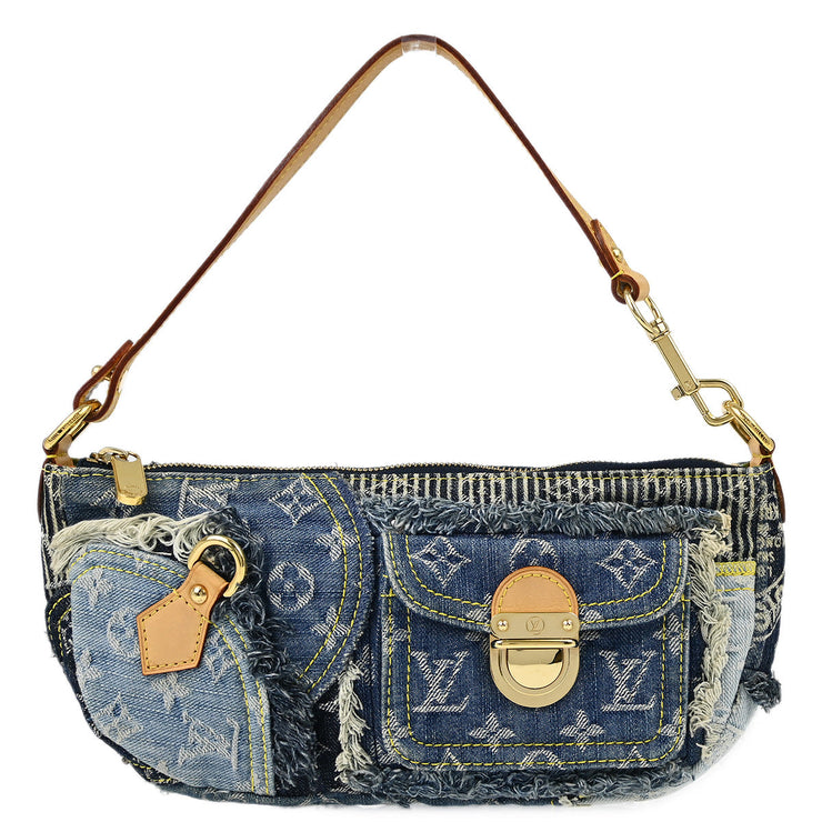 Louis Vuitton Blue Monogram Denim Patchwork Pouchy Handbag M95382