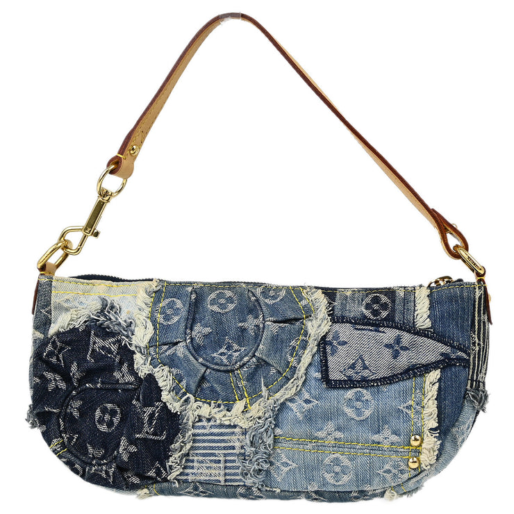 Louis Vuitton Blue Monogram Denim Patchwork Pouchy Handbag M95382