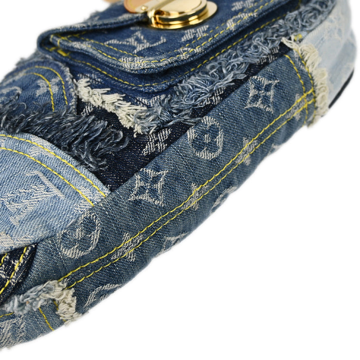 Louis Vuitton Blue Monogram Denim Patchwork Pouchy Handbag M95382