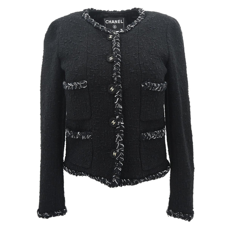 Chanel 2007 Collarless Jacket Black #34